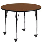 Flash Furniture Mobile 42'' Round HP Laminate Activity Table - Standard Height Adjustable Legs