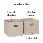 RiverRidge Kids' Bookshelf and Toy Organizer Tower with 3 Cubbies and 6 Bookracks White with 2 Fabric Bins