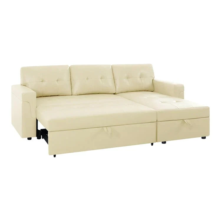 Convertible Reversible Sectional Sofa with Pull-Out Sleeper Bed, Hidden Storage Chaise, and Durable Legs