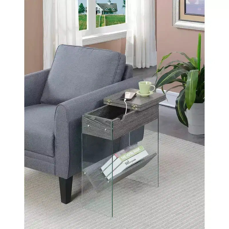 Soho Flip Top End Table with Charging Station - Breighton Home