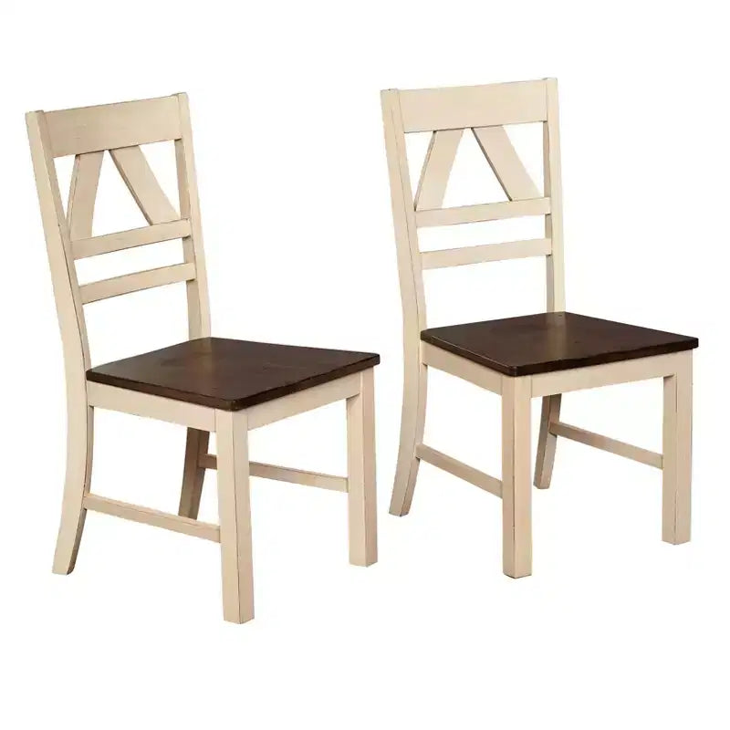 Buylateral Set of 2 Vintner Farmhouse Solid Wood Dining Chairs