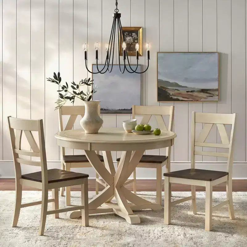 Buylateral Set of 2 Vintner Farmhouse Solid Wood Dining Chairs