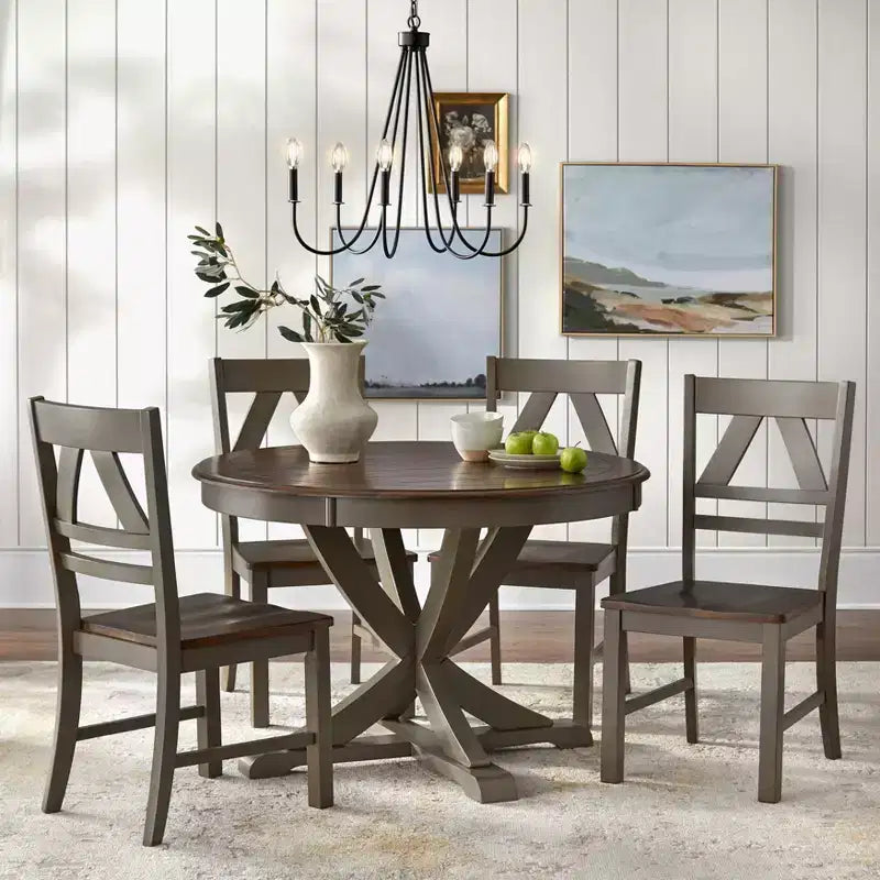 Buylateral Set of 2 Vintner Farmhouse Solid Wood Dining Chairs