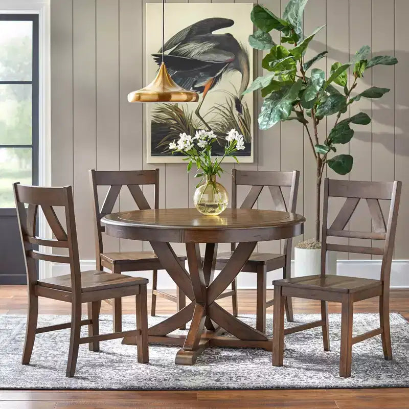 Buylateral Set of 2 Vintner Farmhouse Solid Wood Dining Chairs
