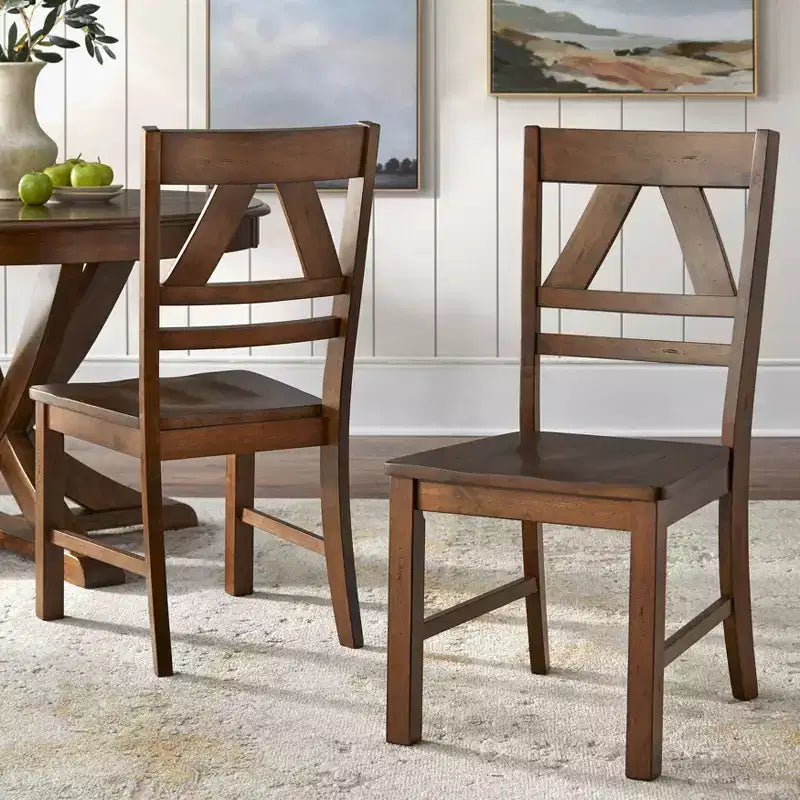 Buylateral Set of 2 Vintner Farmhouse Solid Wood Dining Chairs