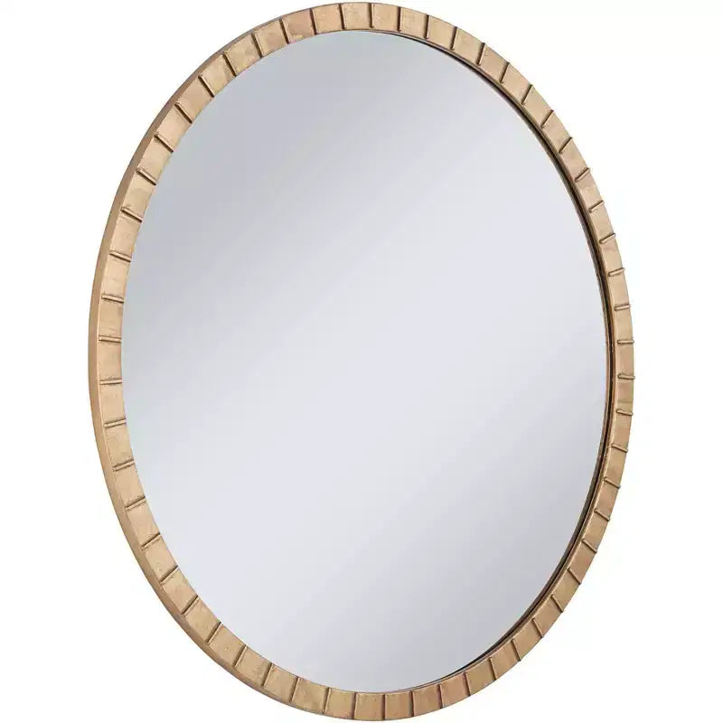 Uttermost Gracia Round Vanity Decorative Wall Mirror Modern Warm Gold Leaf Tiled Iron Frame 34 Wide for Bathroom Bedroom Living Room Home Office