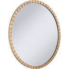 Uttermost Gracia Round Vanity Decorative Wall Mirror Modern Warm Gold Leaf Tiled Iron Frame 34 Wide for Bathroom Bedroom Living Room Home Office