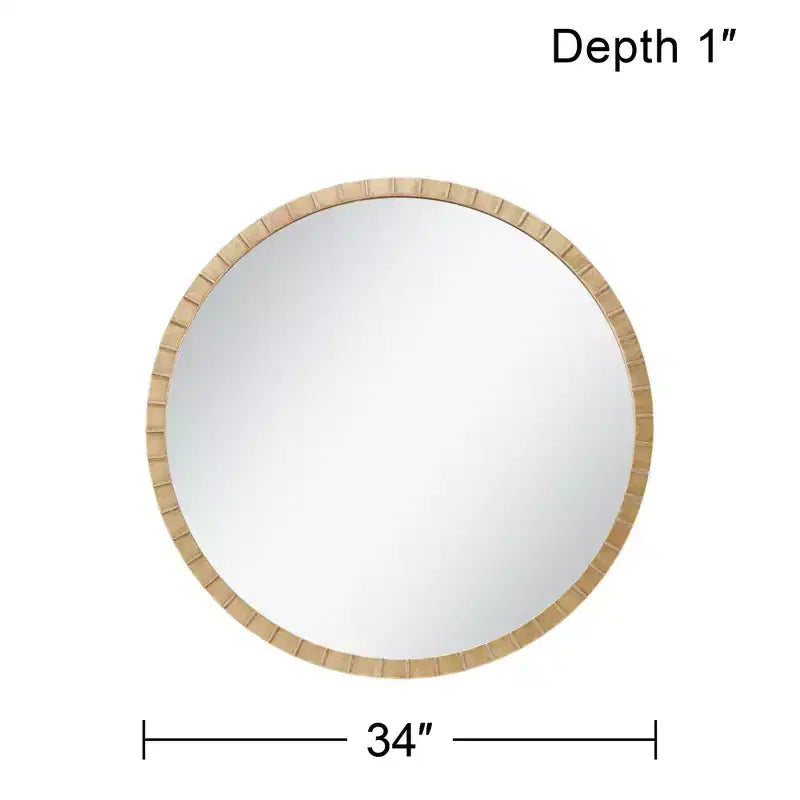 Uttermost Gracia Round Vanity Decorative Wall Mirror Modern Warm Gold Leaf Tiled Iron Frame 34 Wide for Bathroom Bedroom Living Room Home Office