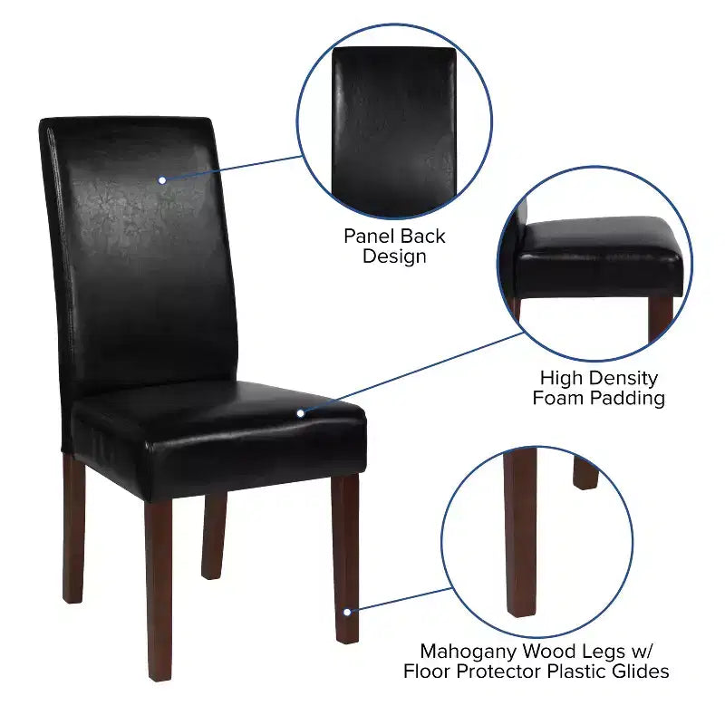 Flash Furniture Greenwich Series Upholstered Panel Back Mid-Century Parsons Dining Chairs