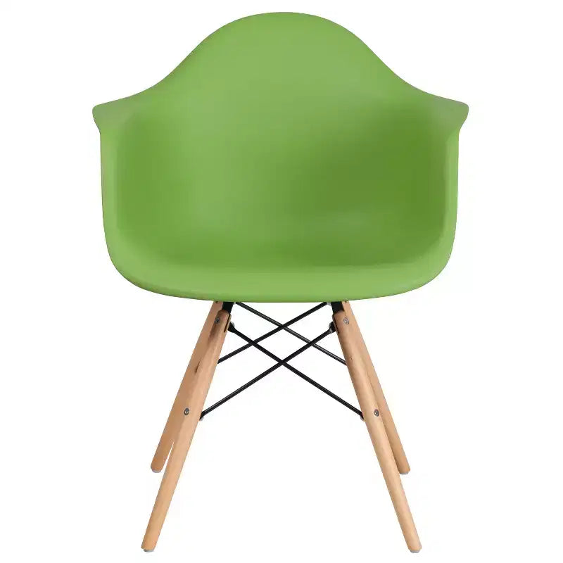 Flash Furniture Alonza Series Plastic Chair with Arms and Wooden Legs