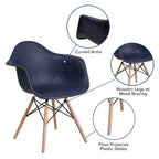 Flash Furniture Alonza Series Plastic Chair with Arms and Wooden Legs