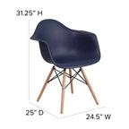 Flash Furniture Alonza Series Plastic Chair with Arms and Wooden Legs