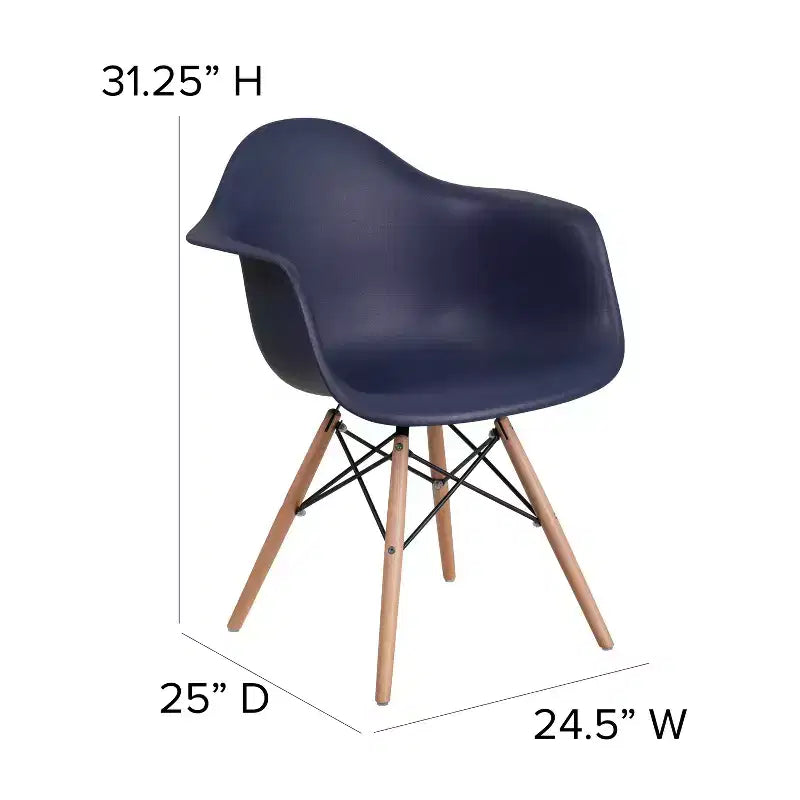 Flash Furniture Alonza Series Plastic Chair with Arms and Wooden Legs