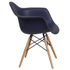 Flash Furniture Alonza Series Plastic Chair with Arms and Wooden Legs