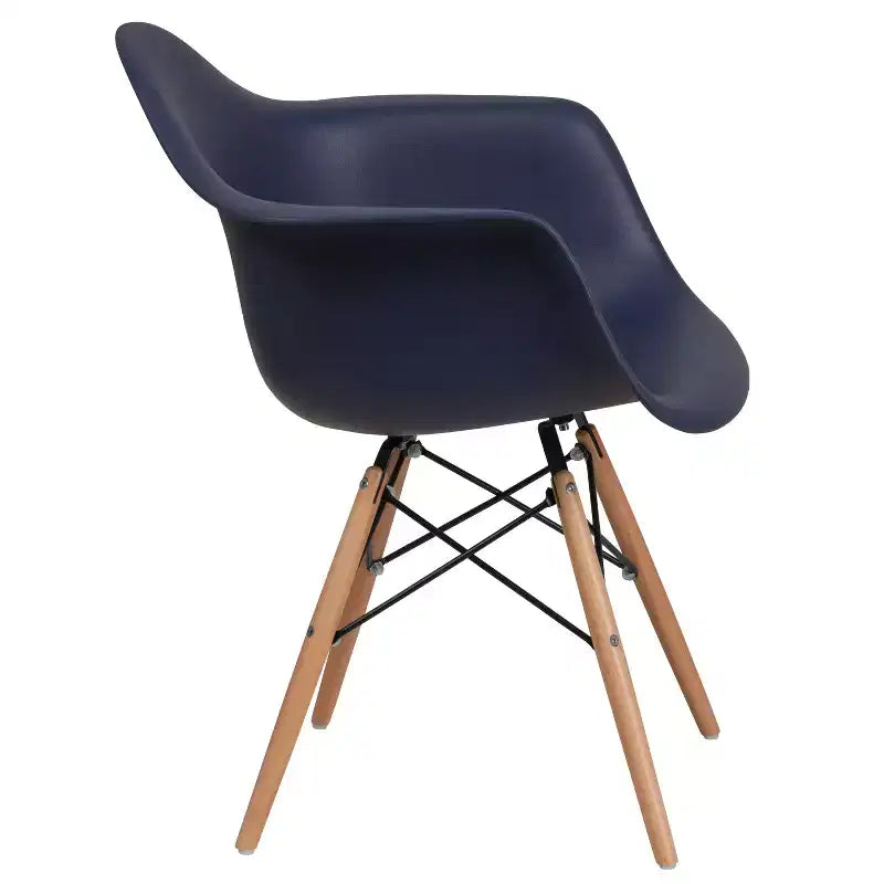 Flash Furniture Alonza Series Plastic Chair with Arms and Wooden Legs