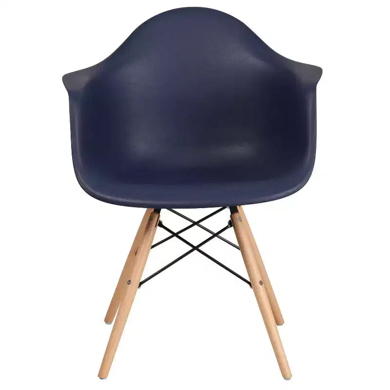 Flash Furniture Alonza Series Plastic Chair with Arms and Wooden Legs