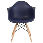 Flash Furniture Alonza Series Plastic Chair with Arms and Wooden Legs