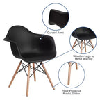 Flash Furniture Alonza Series Plastic Chair with Arms and Wooden Legs