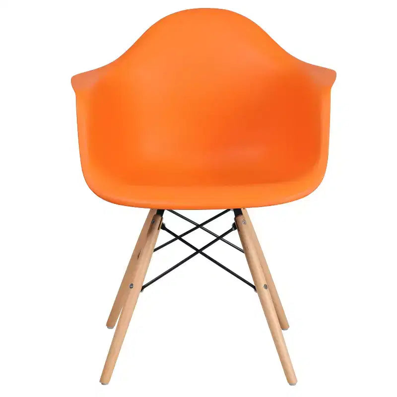 Flash Furniture Alonza Series Plastic Chair with Arms and Wooden Legs