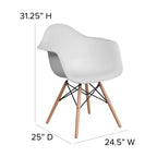 Flash Furniture Alonza Series Plastic Chair with Arms and Wooden Legs
