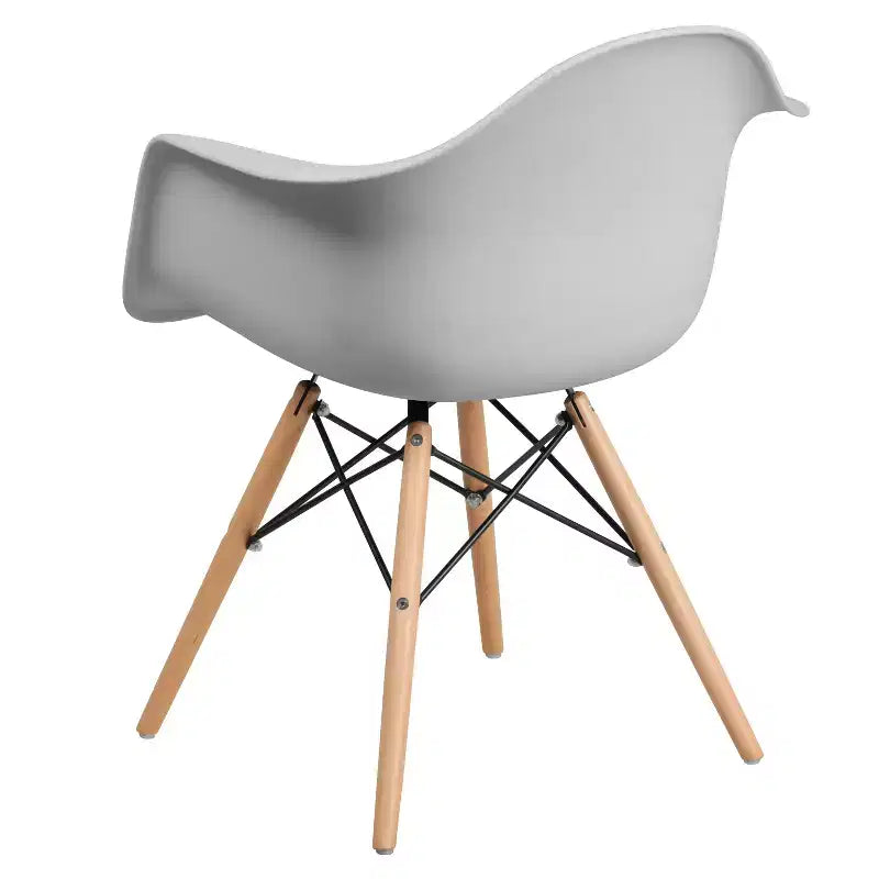 Flash Furniture Alonza Series Plastic Chair with Arms and Wooden Legs