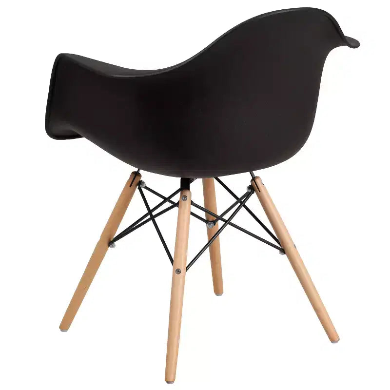 Flash Furniture Alonza Series Plastic Chair with Arms and Wooden Legs