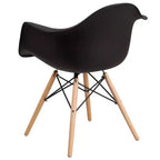 Flash Furniture Alonza Series Plastic Chair with Arms and Wooden Legs