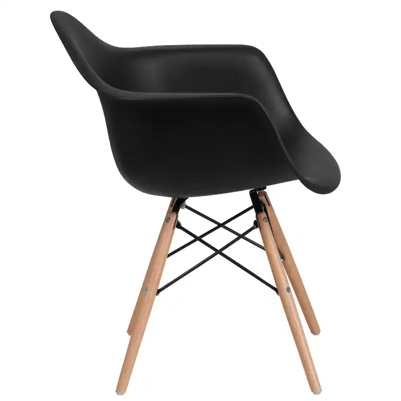 Flash Furniture Alonza Series Plastic Chair with Arms and Wooden Legs