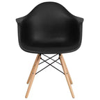 Flash Furniture Alonza Series Plastic Chair with Arms and Wooden Legs