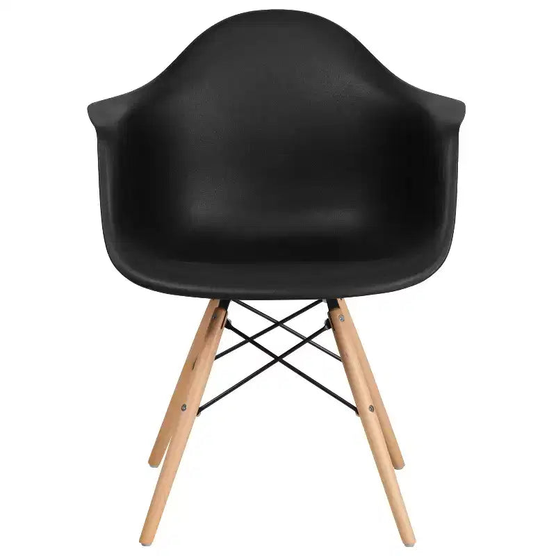 Flash Furniture Alonza Series Plastic Chair with Arms and Wooden Legs