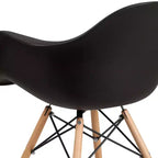 Flash Furniture Alonza Series Plastic Chair with Arms and Wooden Legs