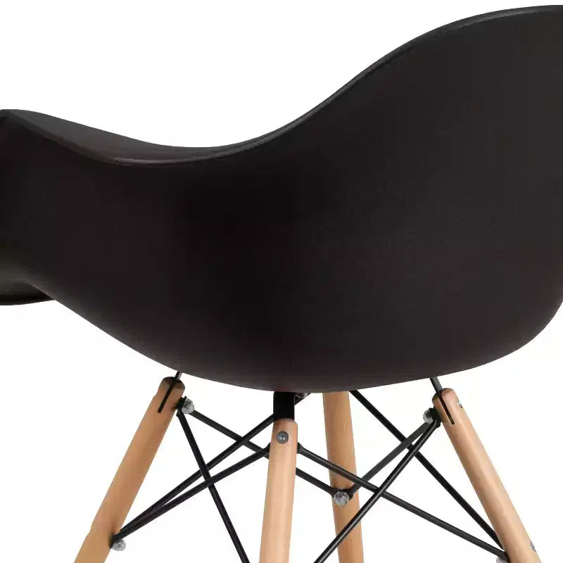 Flash Furniture Alonza Series Plastic Chair with Arms and Wooden Legs