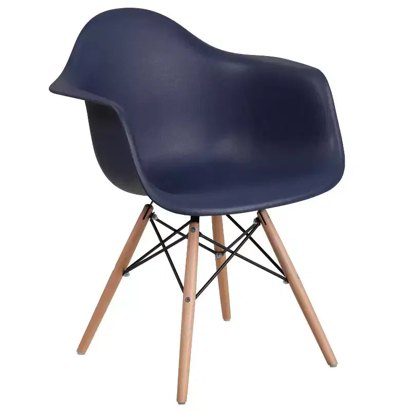 Flash Furniture Alonza Series Plastic Chair with Arms and Wooden Legs