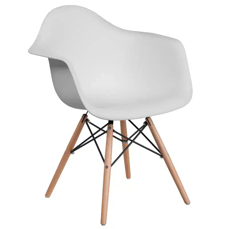 Flash Furniture Alonza Series Plastic Chair with Arms and Wooden Legs