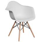 Flash Furniture Alonza Series Plastic Chair with Arms and Wooden Legs