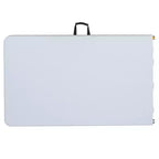 Emma and Oliver 8-Foot Height Adjustable Bi-Fold Granite White Plastic Folding Table with Handle
