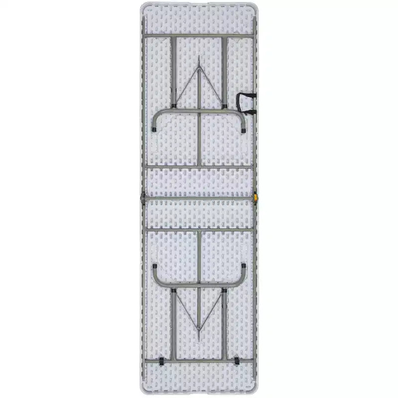 Emma and Oliver 8-Foot Height Adjustable Bi-Fold Granite White Plastic Folding Table with Handle