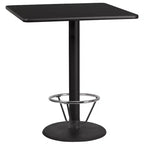 Emma and Oliver 36 Square Laminate Bar Table with 24 Round Foot Ring Base