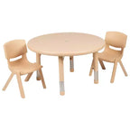 Ensemble Table d'activités Ronde Ajustable en Hauteur Emma et Oliver de 33 po avec 2 Chaises