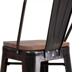 Emma and Oliver 30H Metal Dining Barstool with Back and Square Wood Seat