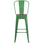 Emma and Oliver 30H Metal Dining Barstool with Back and Square Wood Seat