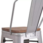 Emma and Oliver 30H Metal Dining Barstool with Back and Square Wood Seat