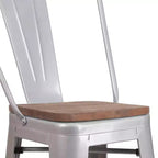 Emma and Oliver 30H Metal Dining Barstool with Back and Square Wood Seat