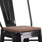 Emma and Oliver 30H Metal Dining Barstool with Back and Square Wood Seat