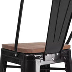 Emma and Oliver 30H Metal Dining Barstool with Back and Square Wood Seat