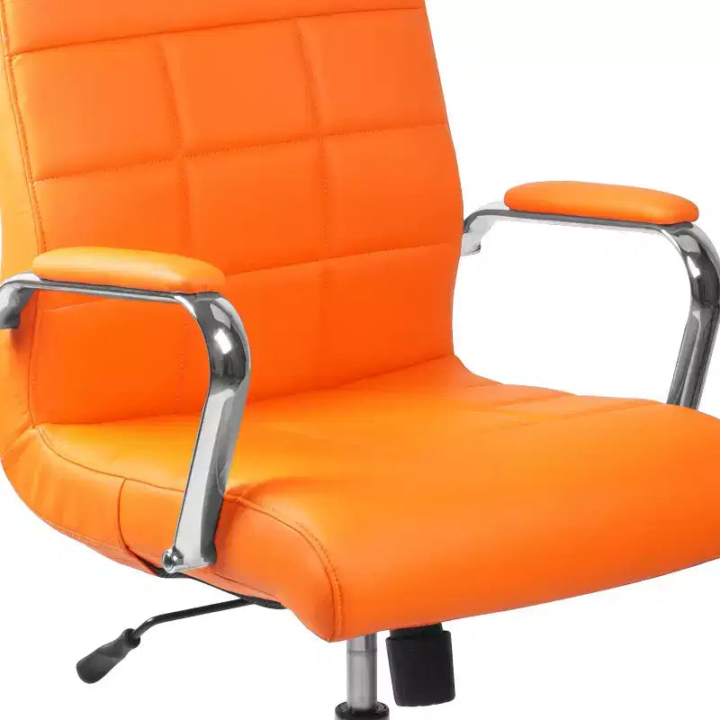 Emma and Oliver Mid-Back Vinyl Executive Swivel Office Chair with Chrome Base and Arms