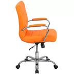 Emma and Oliver Mid-Back Vinyl Executive Swivel Office Chair with Chrome Base and Arms