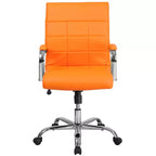 Emma and Oliver Mid-Back Vinyl Executive Swivel Office Chair with Chrome Base and Arms