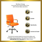 Emma and Oliver Mid-Back Vinyl Executive Swivel Office Chair with Chrome Base and Arms