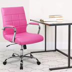 Emma and Oliver Mid-Back Vinyl Executive Swivel Office Chair with Chrome Base and Arms